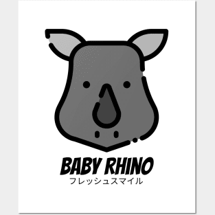 Baby Rhino Grey Horn Posters and Art